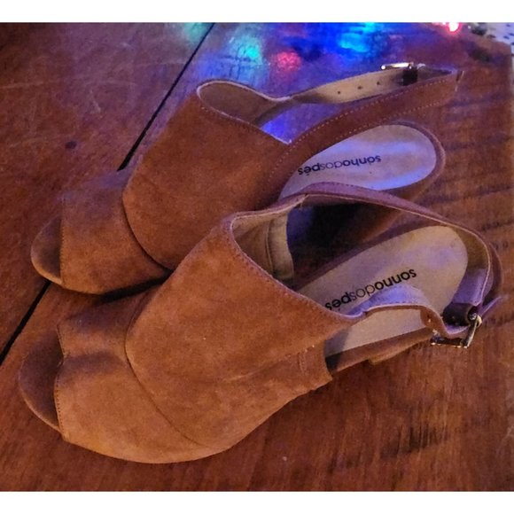 Womens Sonhodospes Slingback Sandals Brown suede sz 10 - Picture 4 of 7